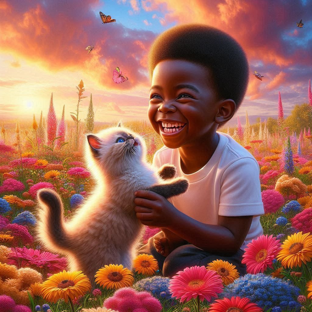 A boy and his kitten