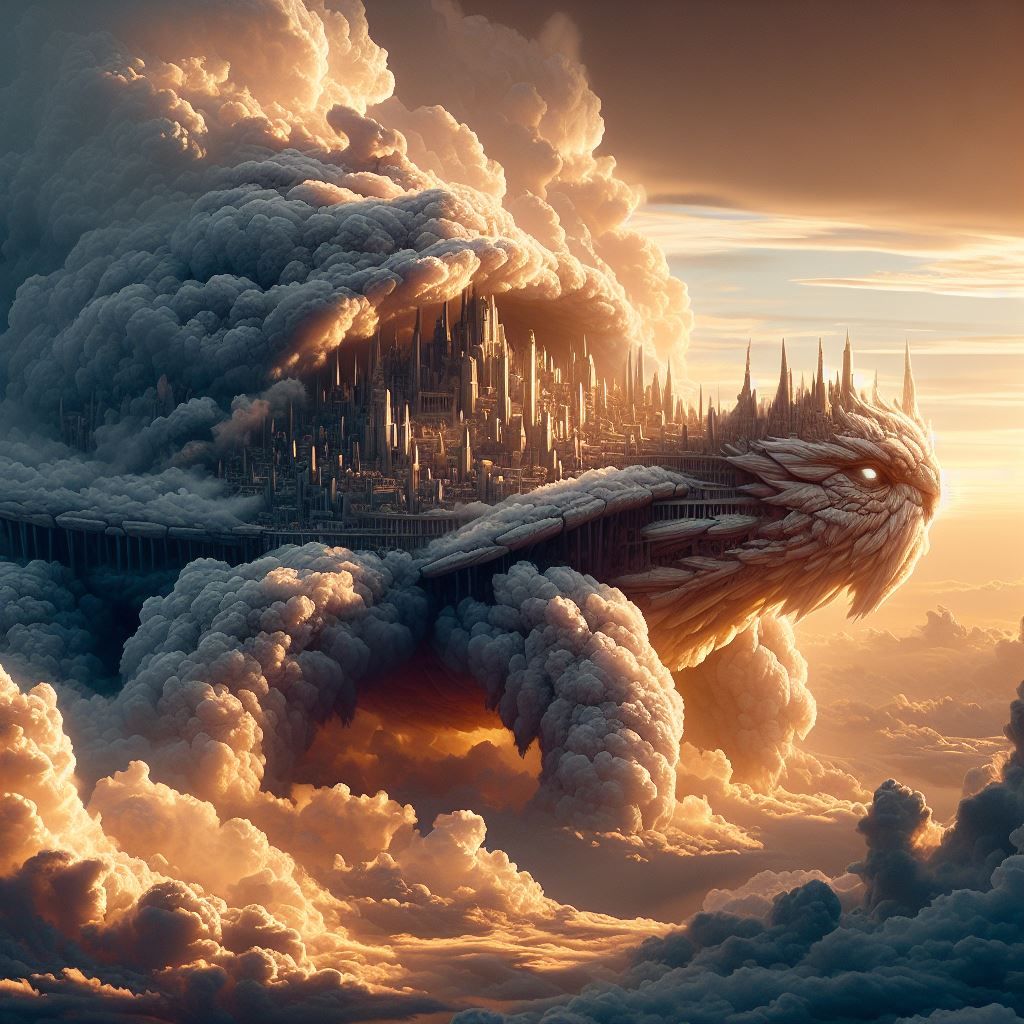Cloud Turtle with a City on it's Back