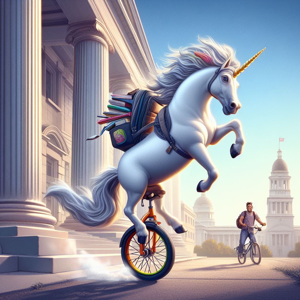 A Unicycling University Unicorn AI Generated Artwork NightCafe Creator