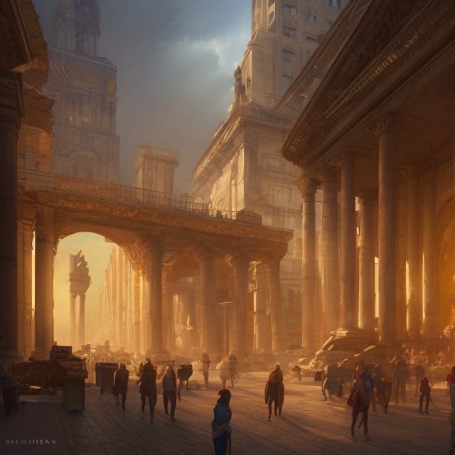 Grand entrance to a Roman market 8k resolution concept art Greg ...