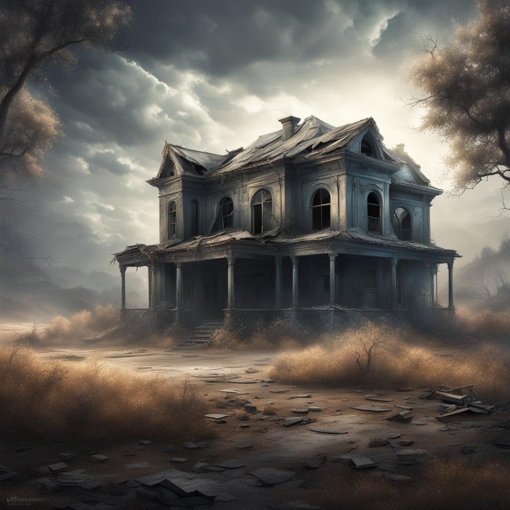 Abandoned house photorealistic mysterious matte background l...