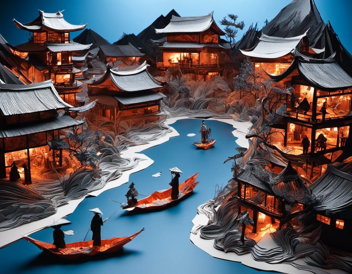 Village Origami AI Generated Artwork NightCafe Creator