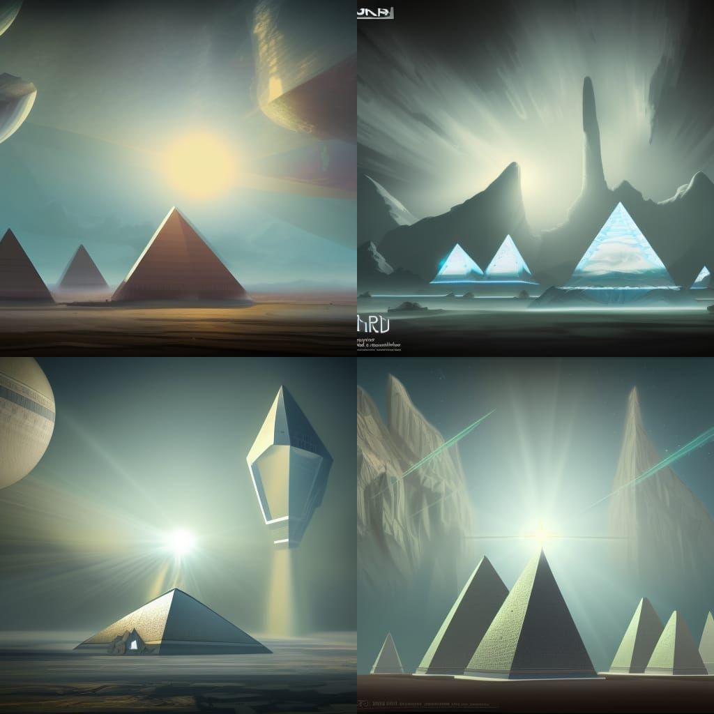 pyramids on Nibiru 8k resolution concept art dynamic lightin...
