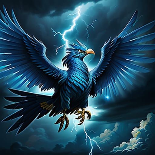Vibrant Anime Thunderbird in Flight: Digital Art