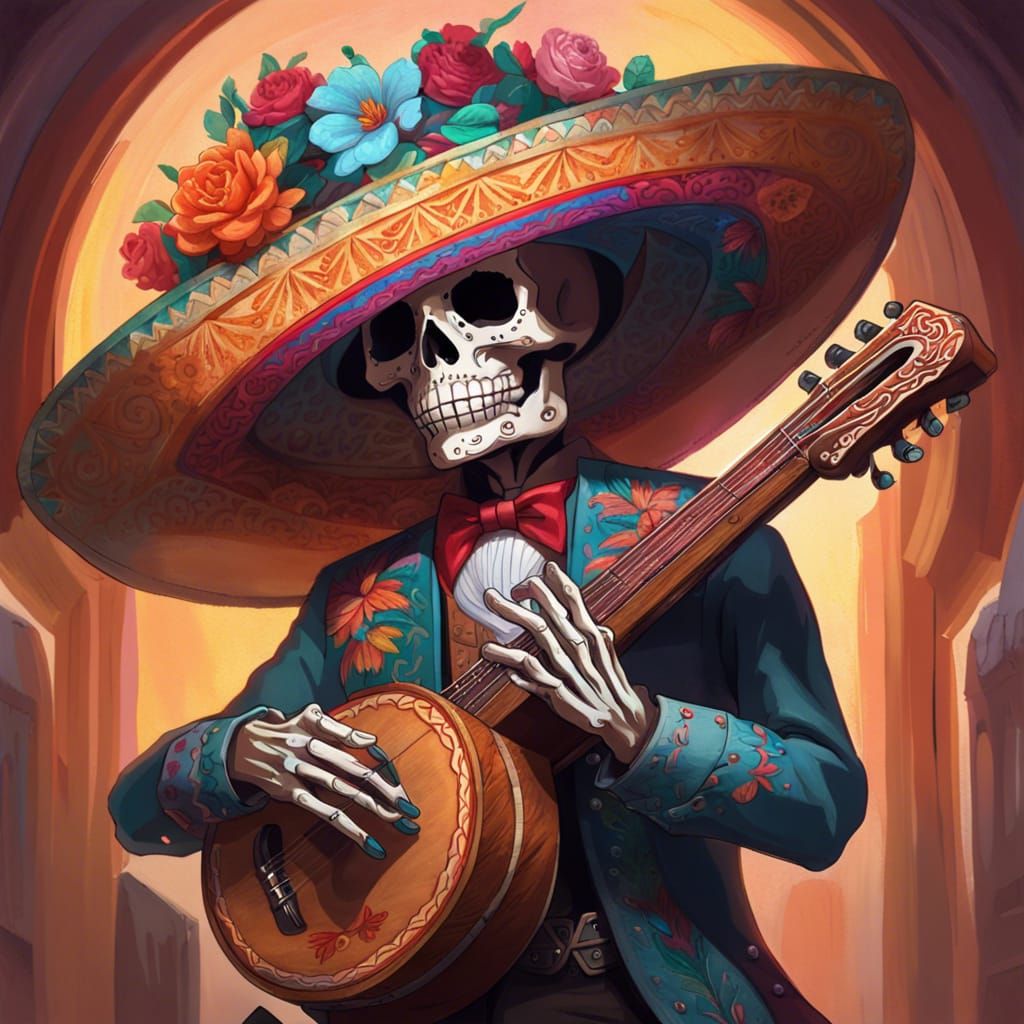 Mariachi Skeleton AI Generated Artwork NightCafe Creator