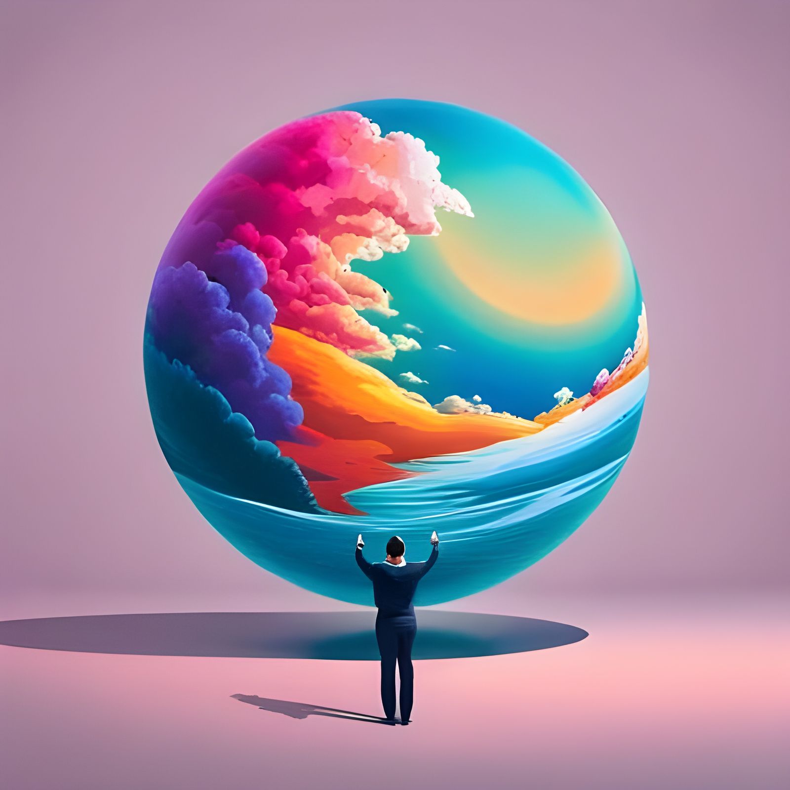 Glitched 3D Sphere in Fantasy Art Style