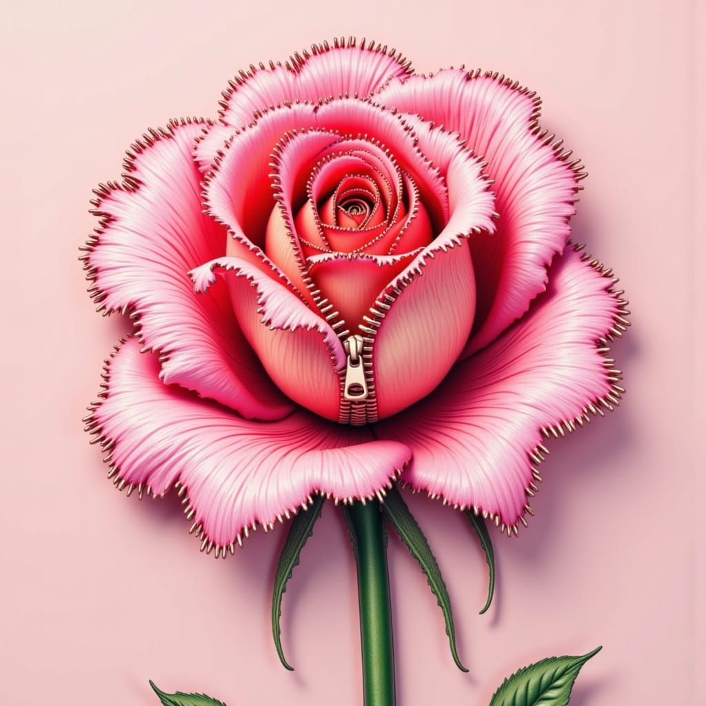 rose zipper art, zipper teeth outlines on rose petals <lora:Zipporium:1.0>