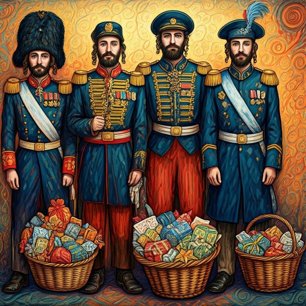 Vibrant Military Men Deliver Mishloach Manot Parcels in Whim...