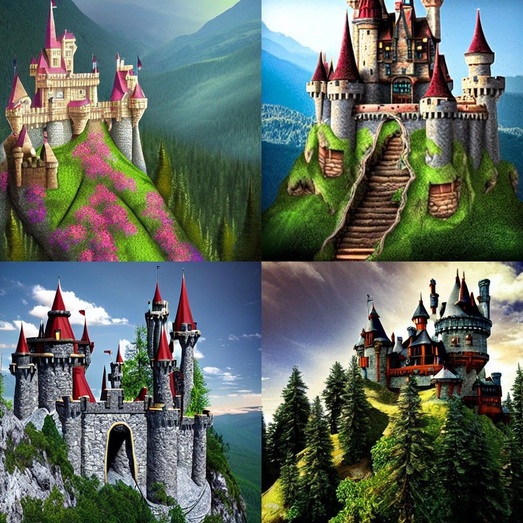 Fantasy castle on a mountain