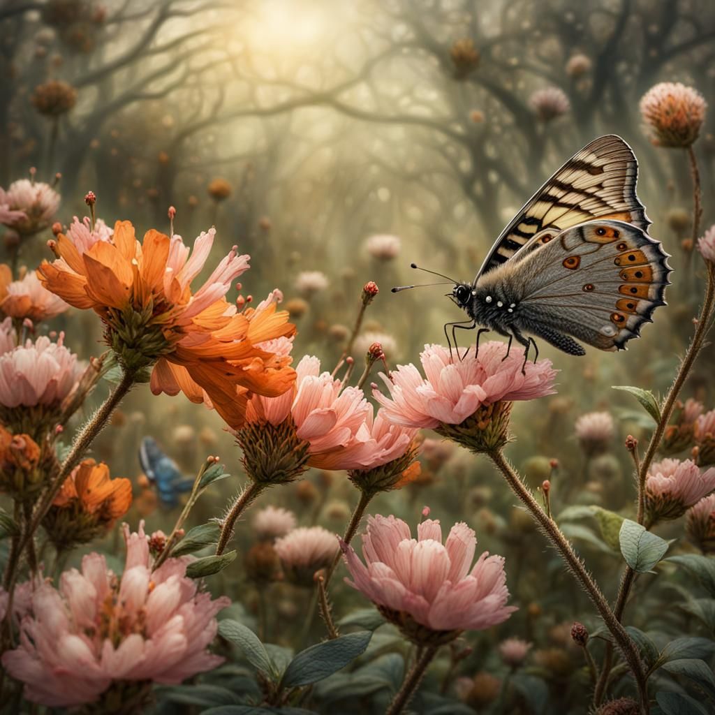 butterflies in an almond orchard.  by @Paulo