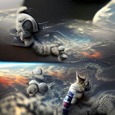 Astronaut Kitten in Space: Matte Painting