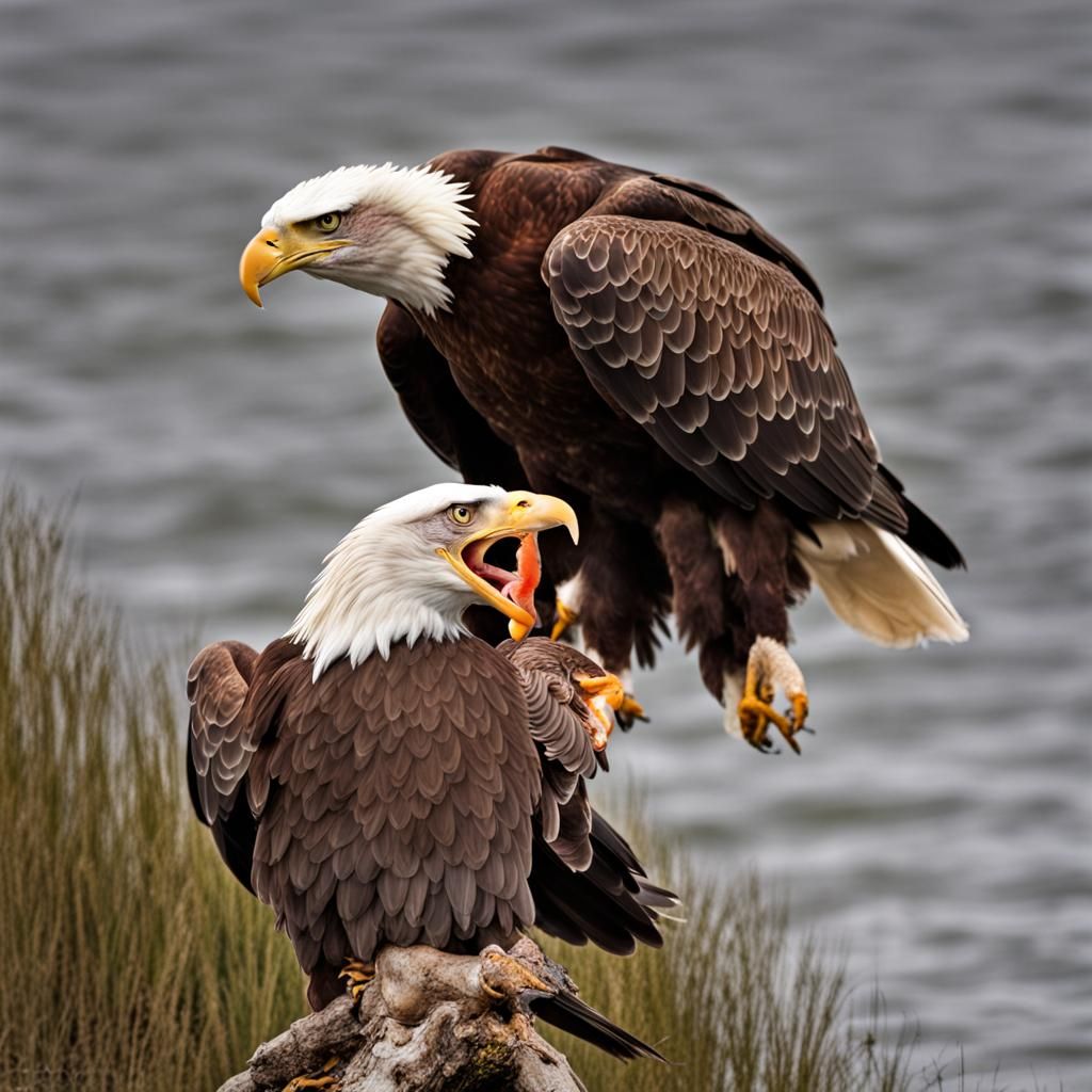 an eagle holding a fish