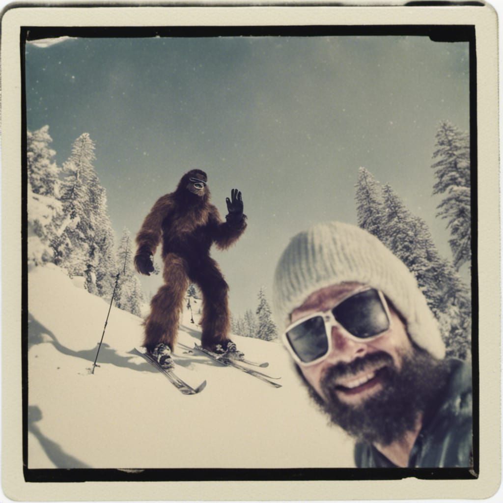 Skiing with Bigfoot  by @CloudIsle