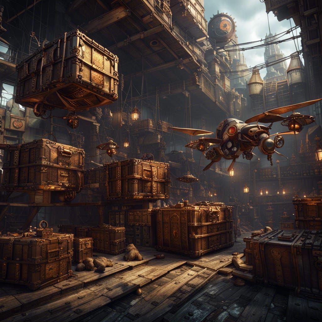 Steampunk Warehouse - AI Generated Artwork - NightCafe Creator