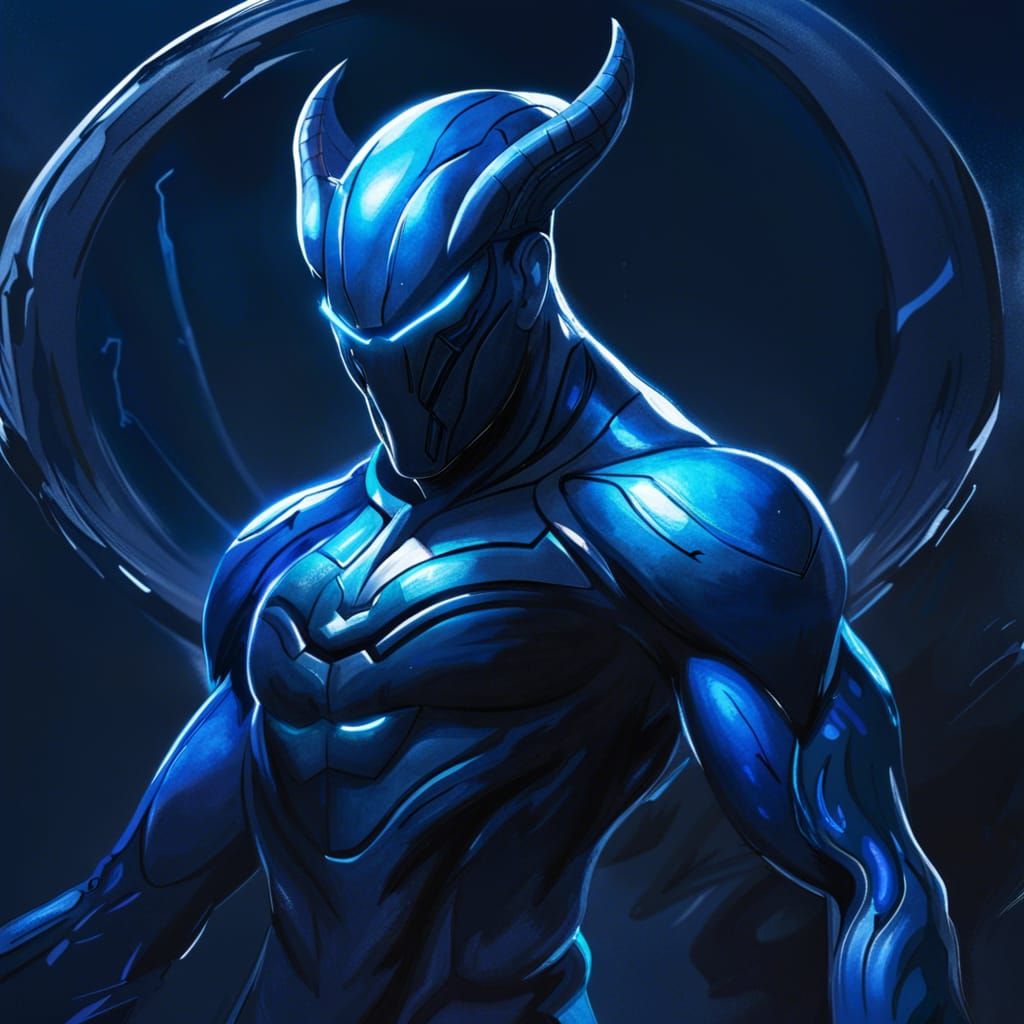 a close up of a person, dc comics, concept art, cobra, blue ...