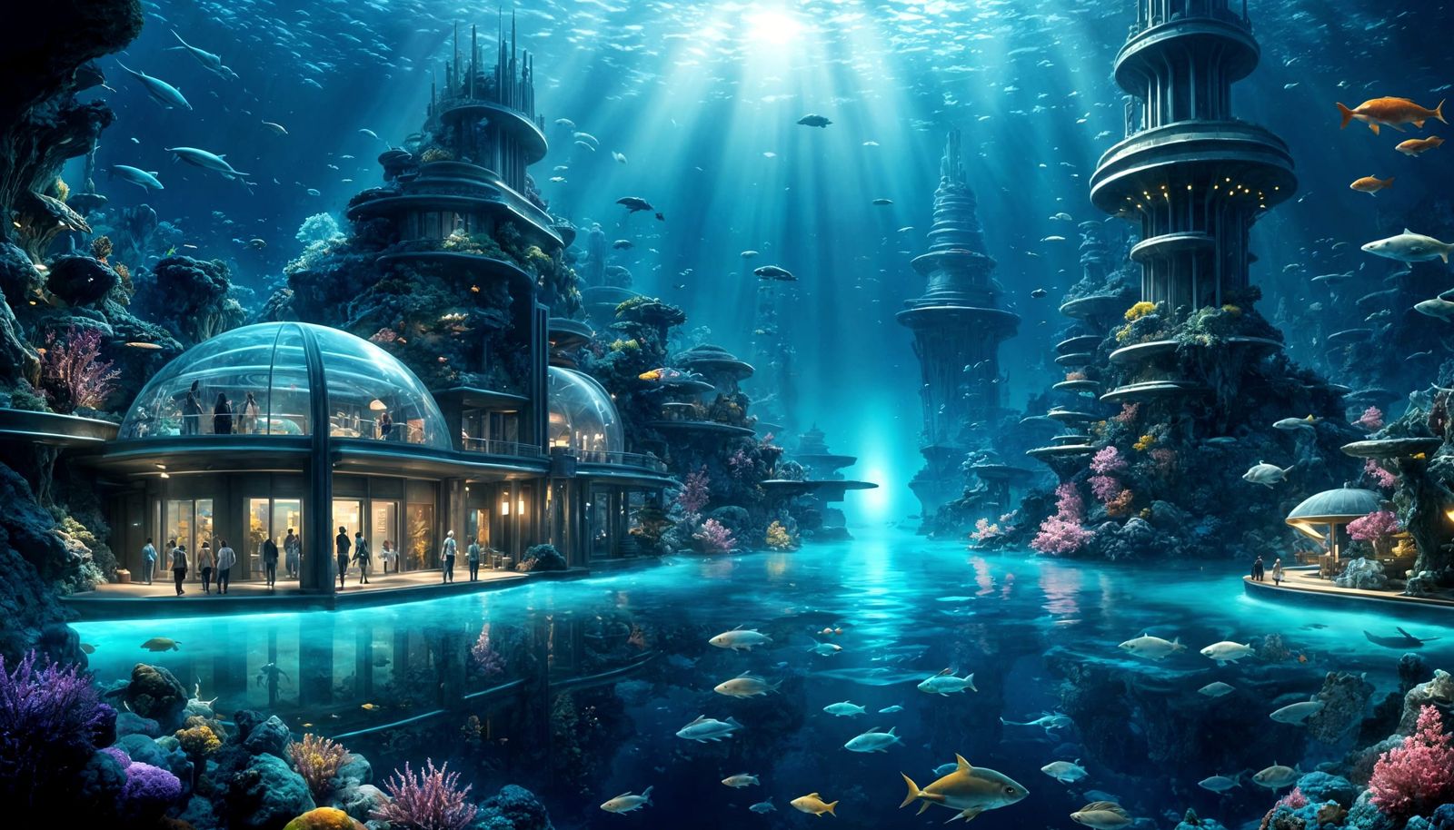 Abyssopelagic Metropolis: A Bioluminescent Future  by @Runarguten