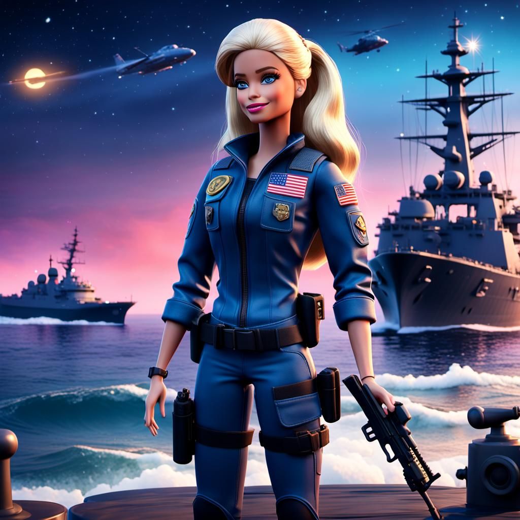 3d Barbie in a USA navy seal outfit.   by @StL