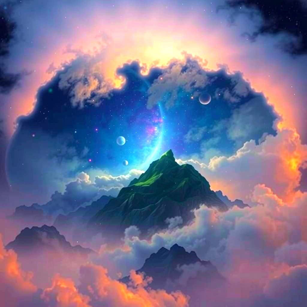 Dramatic Starry Night Sky with Hyperrealistic Clouds