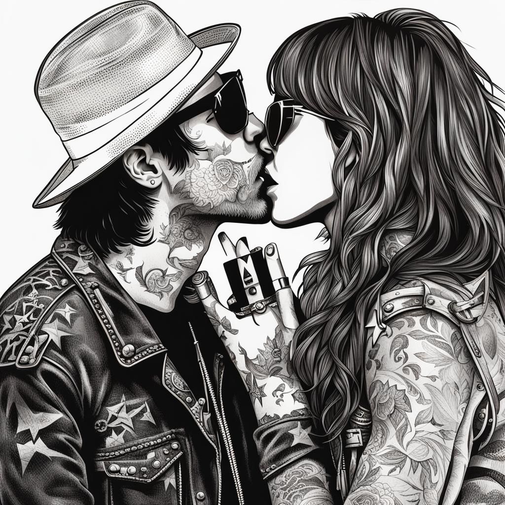 rockstar couple kissing