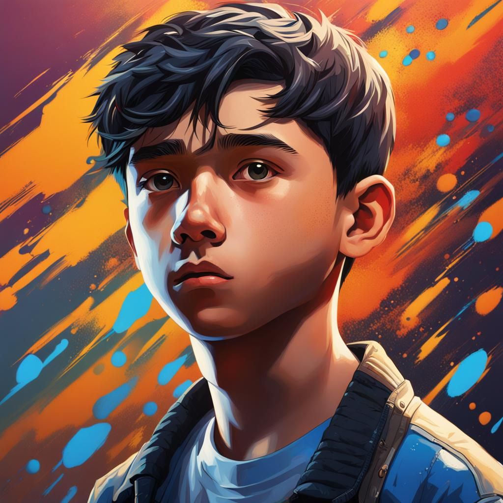 14 year old boy with short black hair
