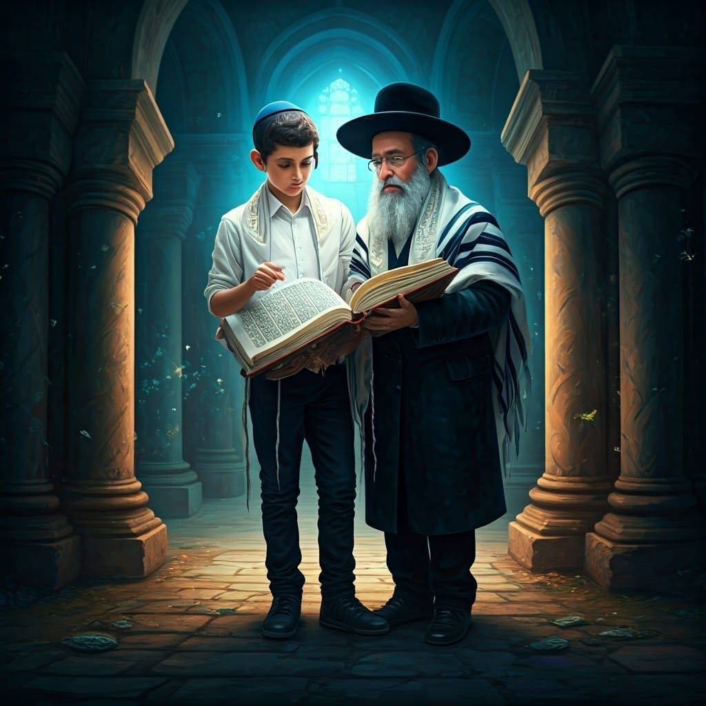 Mystical Torah Scene in Fantasy Concept Art Style
