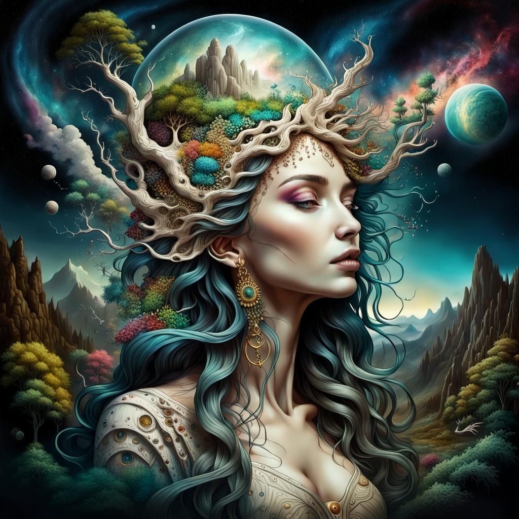 Surreal cosmic portrait