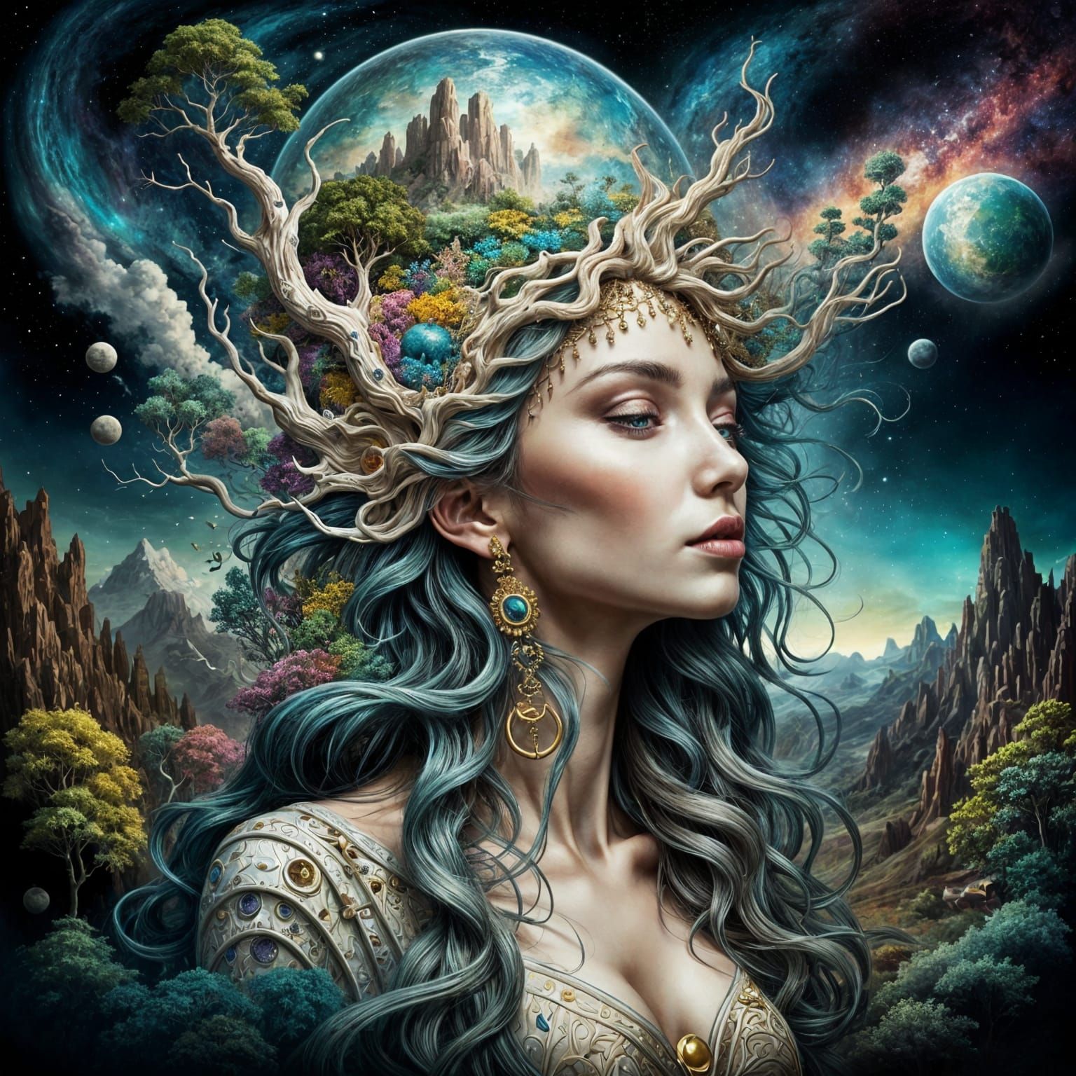 Surreal cosmic portrait  by @Alex Sumner