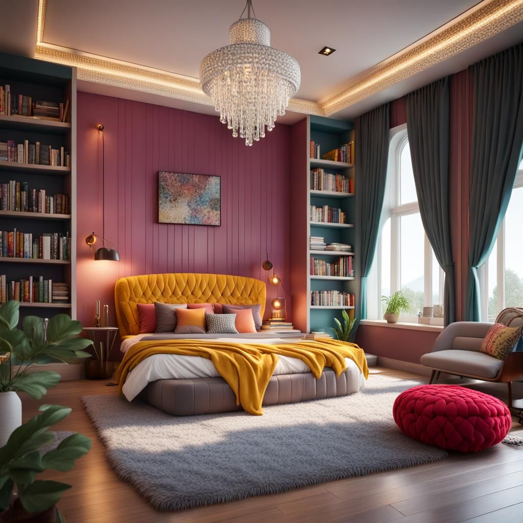 Luxurious Master Bedroom with Quirky Design in 4K