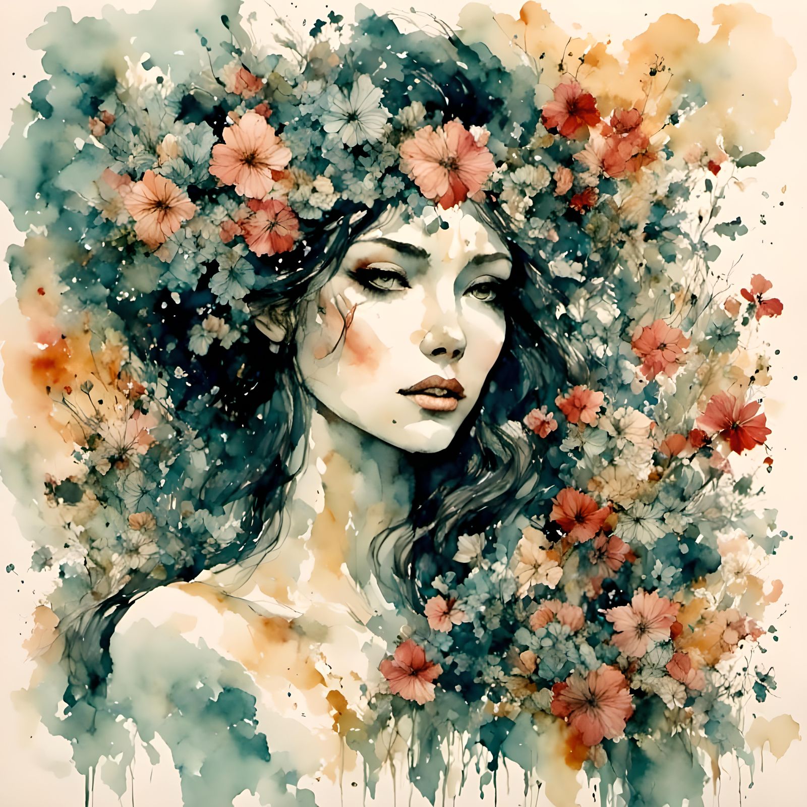 <lora:Pink Snow WaterCol 1:1.0> <lora:Sumi-Plus:1.0>  Beauti...