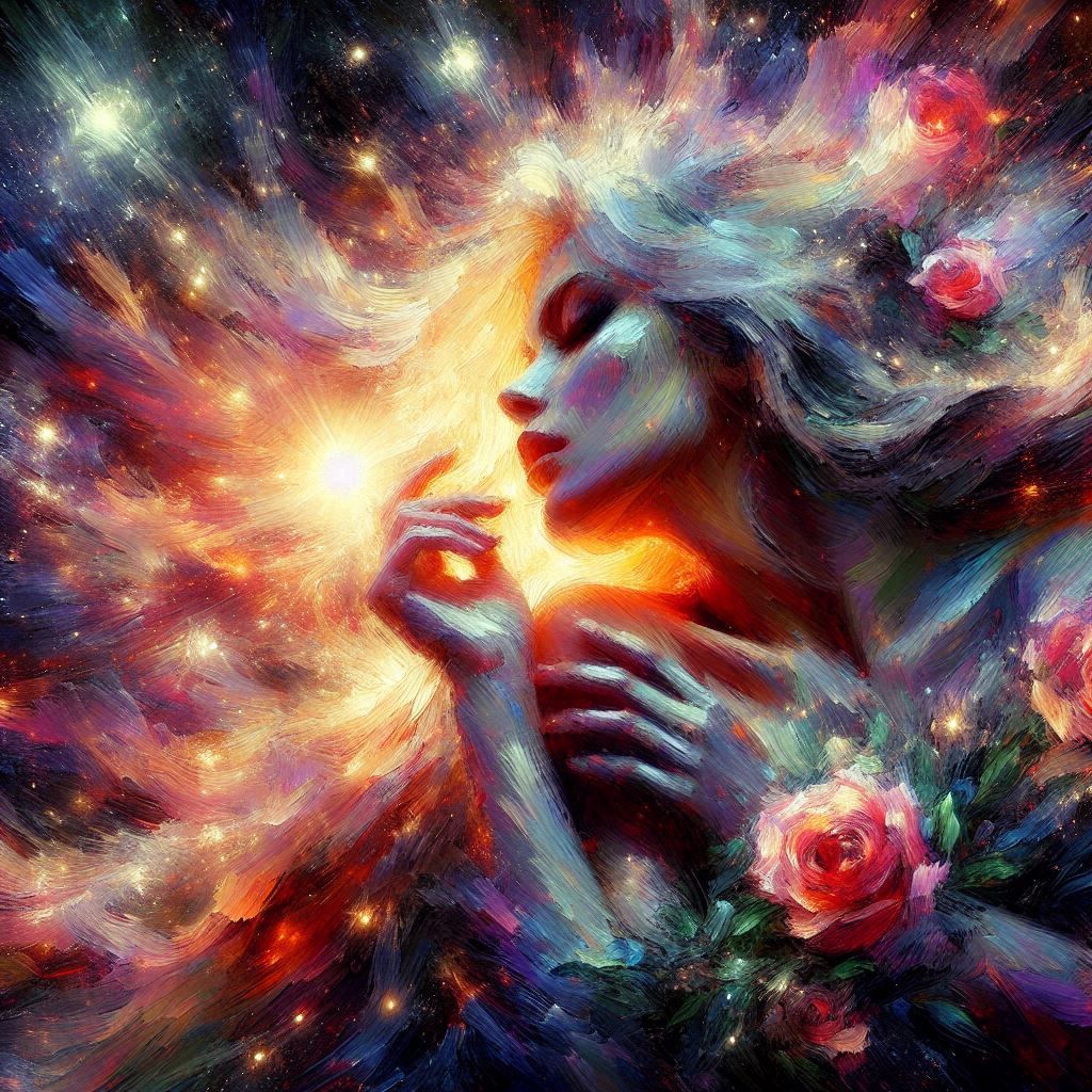 Heaven’s Rose-Daughter: She Who Carries the Light of Eternity in Blooming Twilight