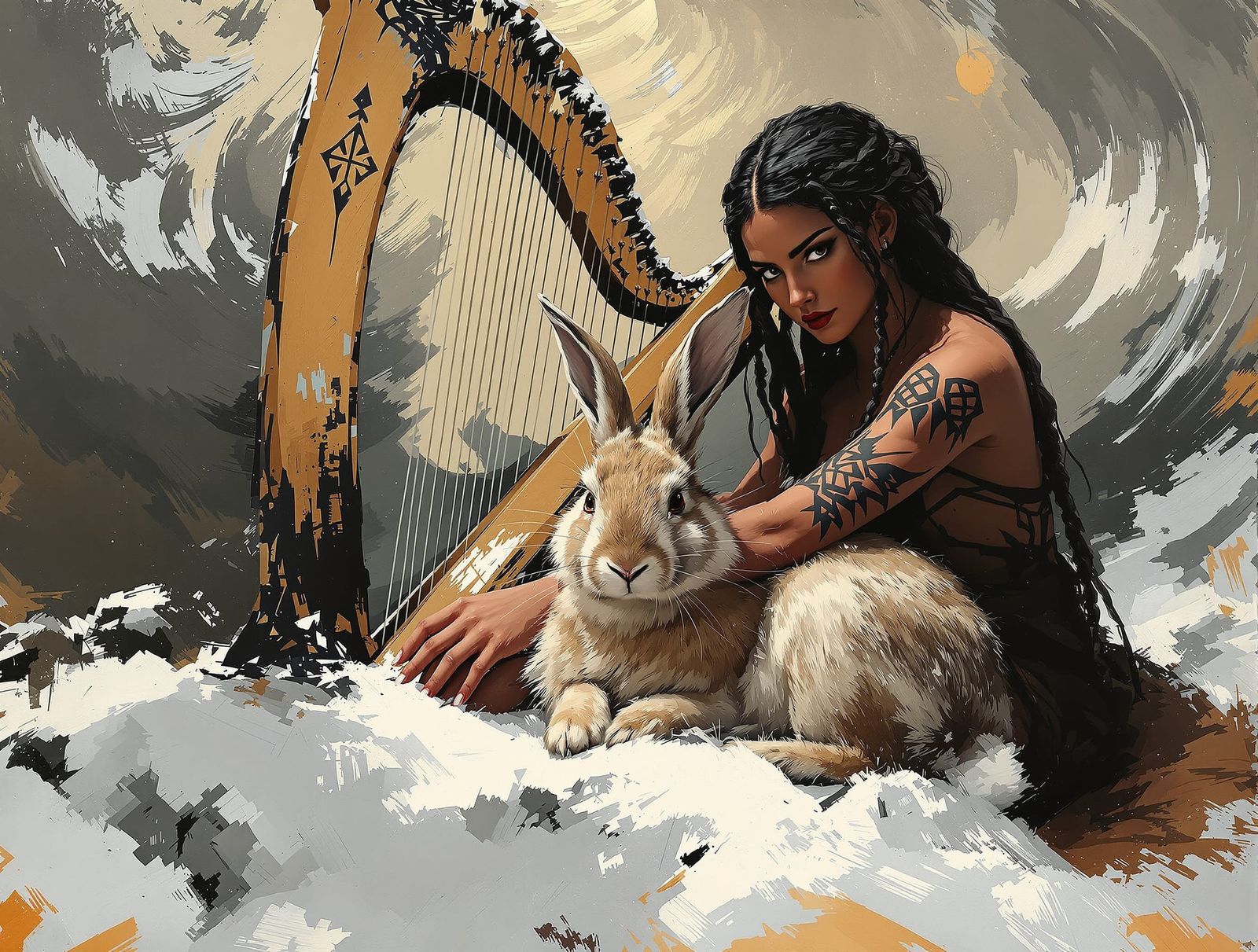 a girl and her rabbit  by @Pjrockey