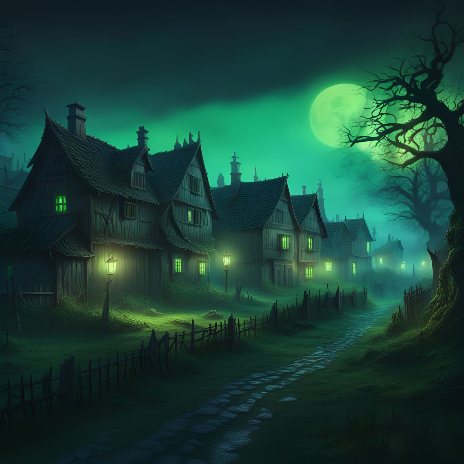 Haunted village in countryside - AI Generated Artwork - NightCafe Creator