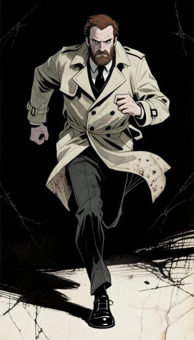 full-body portrait, illustration in the exact style of Darkest Dungeon official art, trembling thick ink lines, dense crosshatching, dirty w...