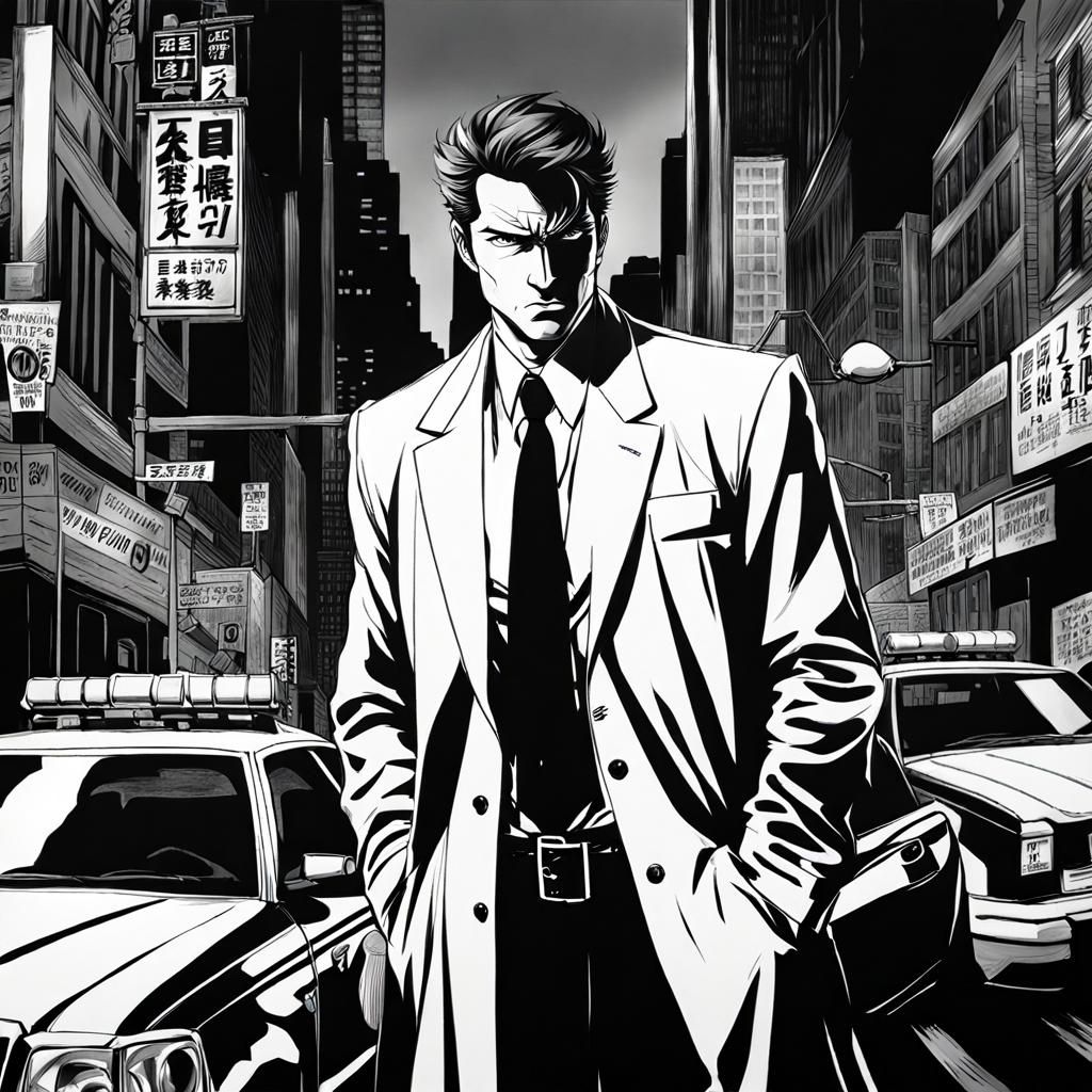 Manga Detectives Investigate Crime Scene in Urban Setting