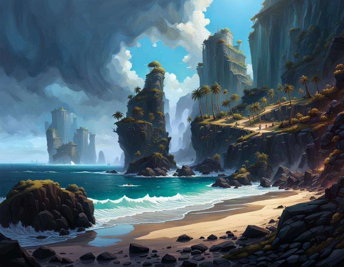 Rocky Shore - AI Generated Artwork - NightCafe Creator