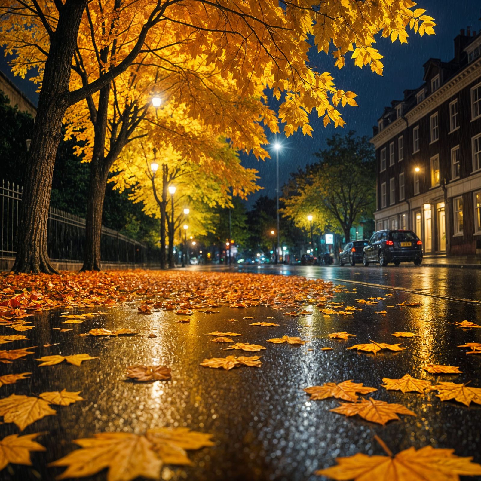 Leaves on wet pavement   by @Ionafey