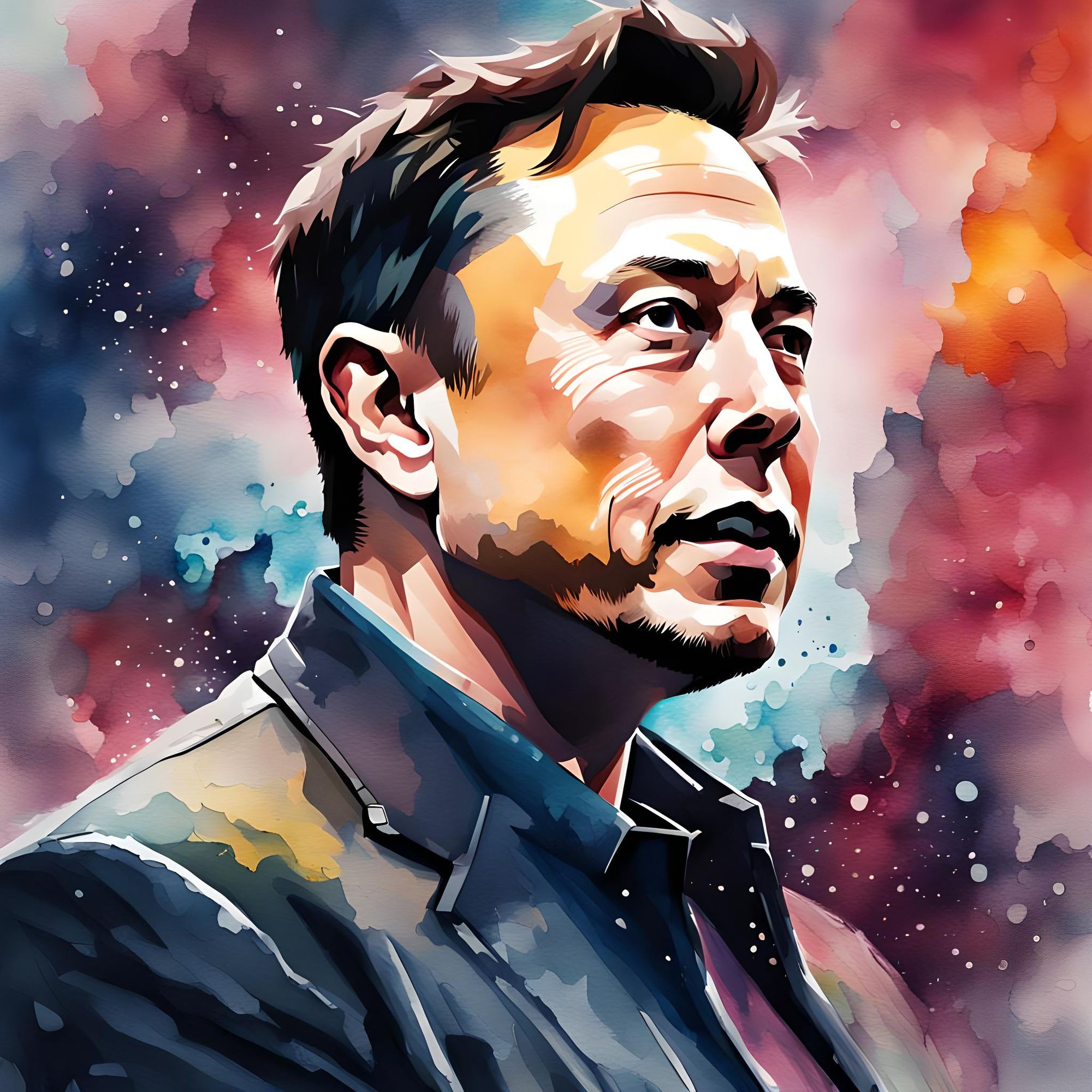 Elon store Musk - 9x12 - Original Watercolor Portrait