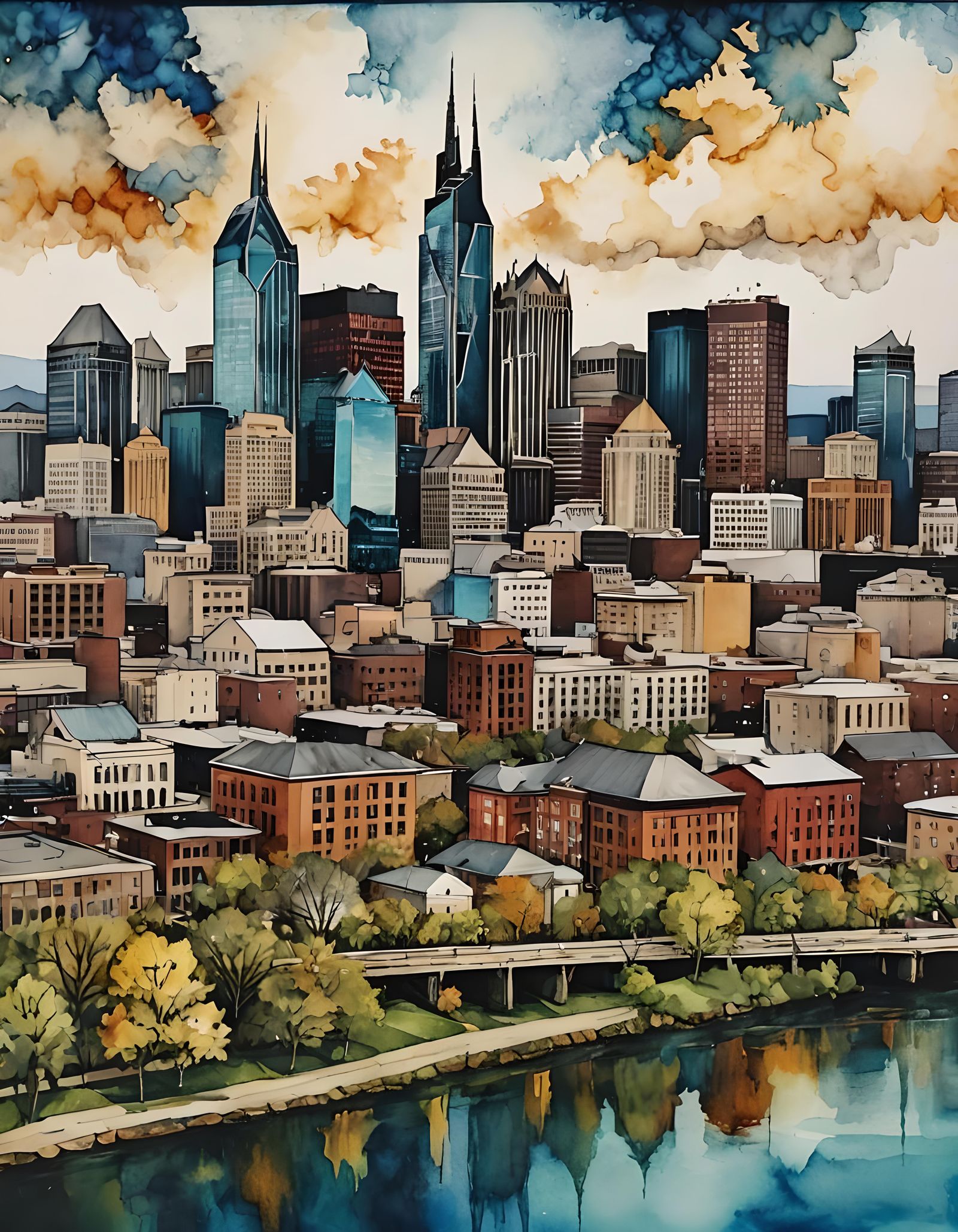 NASHVILLE TENNESSEE SKYLINE ART 5