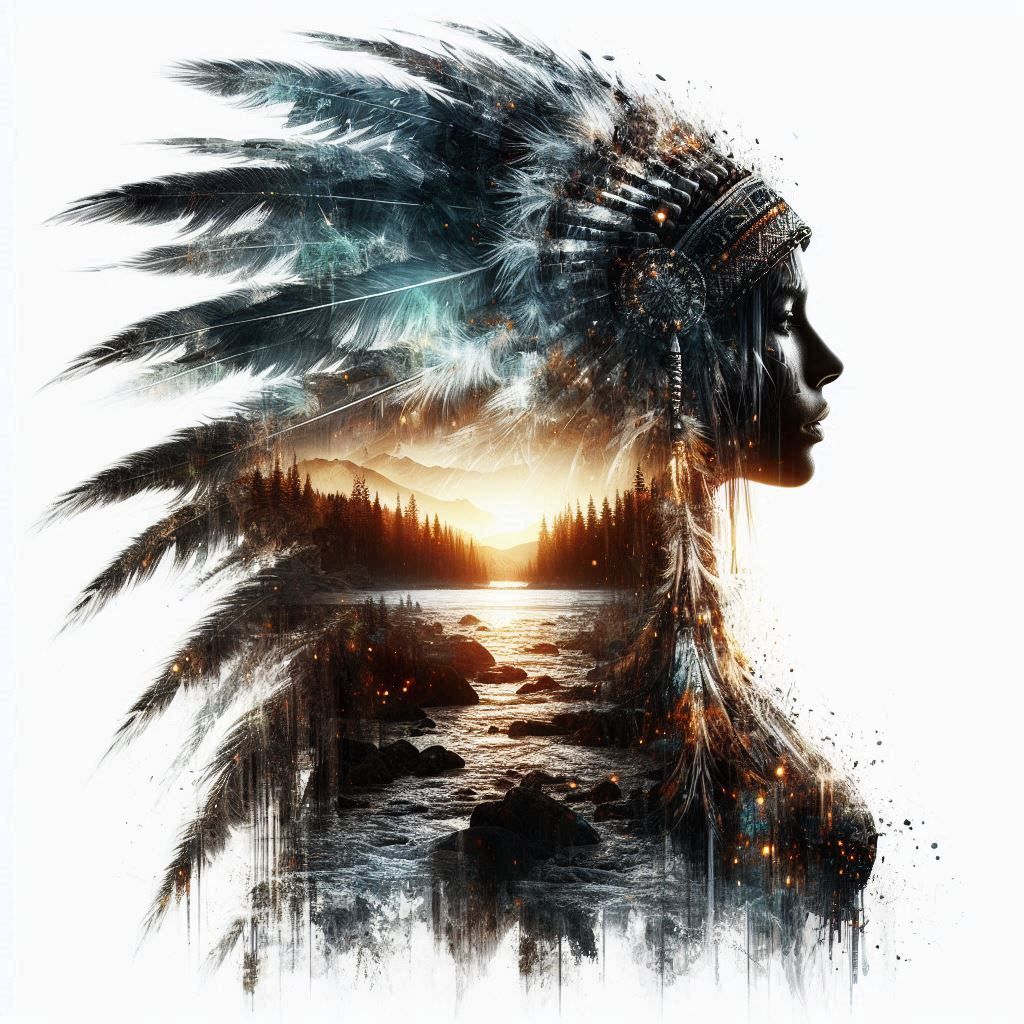 double exposure beautiful fantasy portrait landscape..