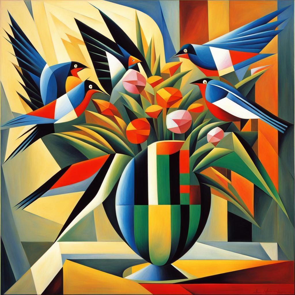 bouquet of birds in a glass
