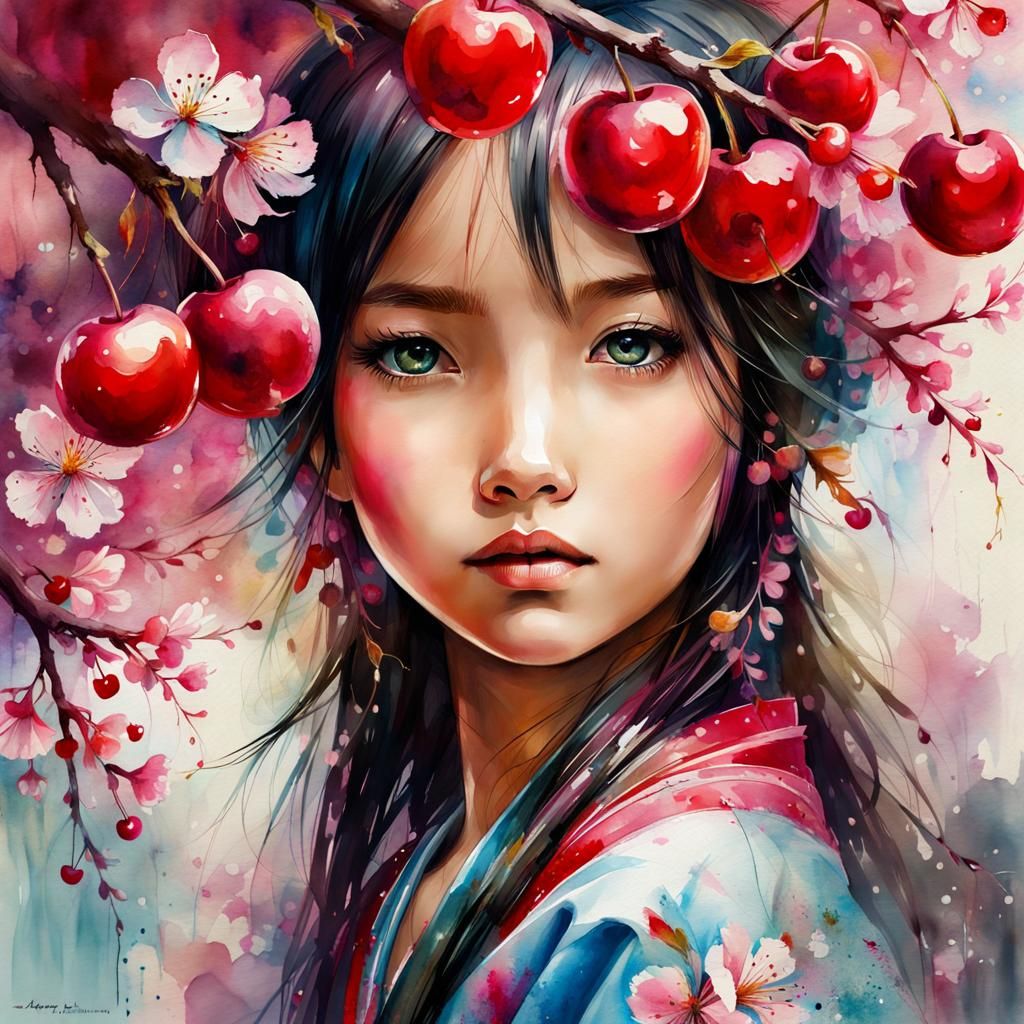 Watercolor Sakura 🌸🍒  by @Pandora