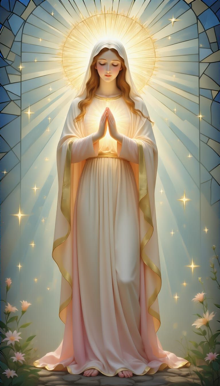 Saint Mary Radiates Holiness in Divine Light