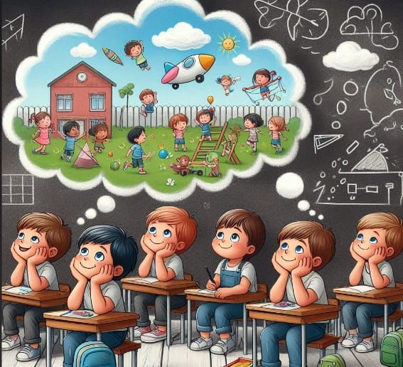 The Whole Class Daydreaming with Open Eyes NOT Paying Attention in School Daydreaming with Open Eyes Art By Archangel Ta...