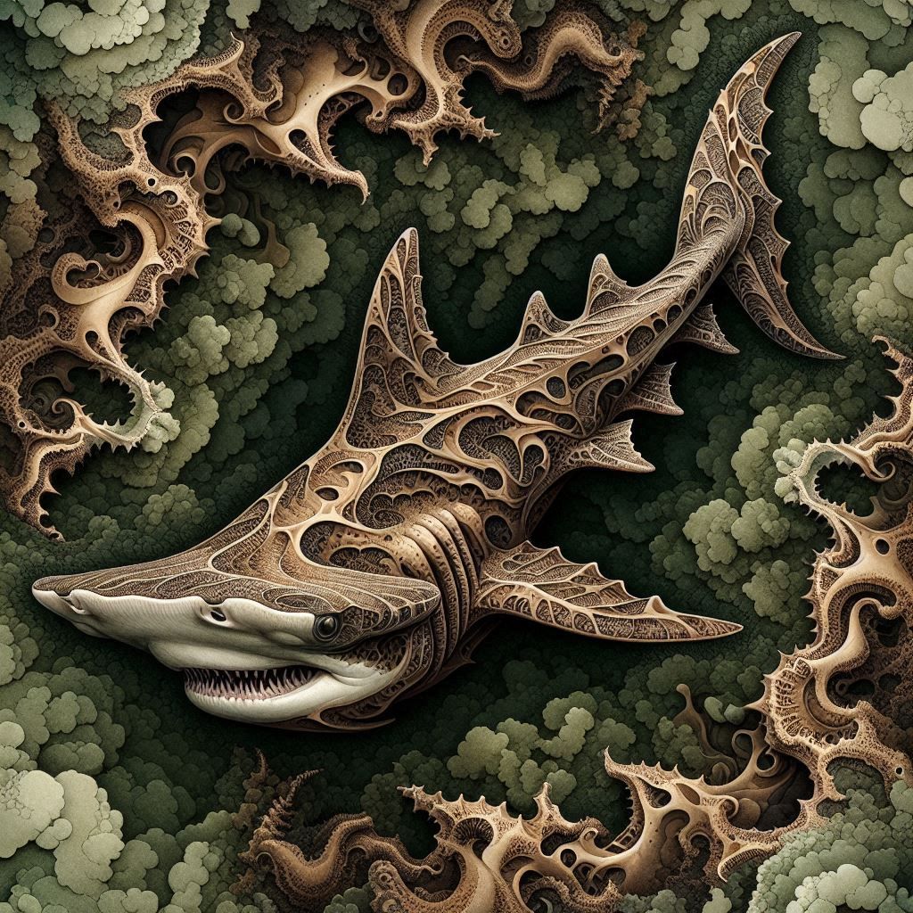 Photorealistic  Scalloped Hammerhead Shark Japanese Ink Art ...