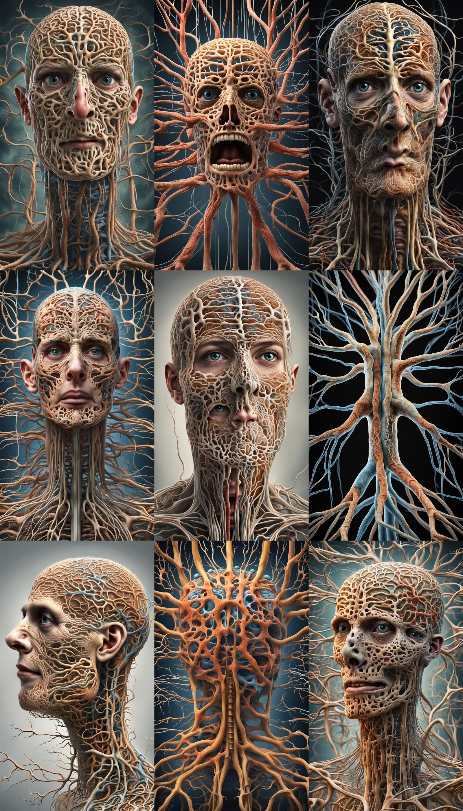 Nervous system selfie photorealistic