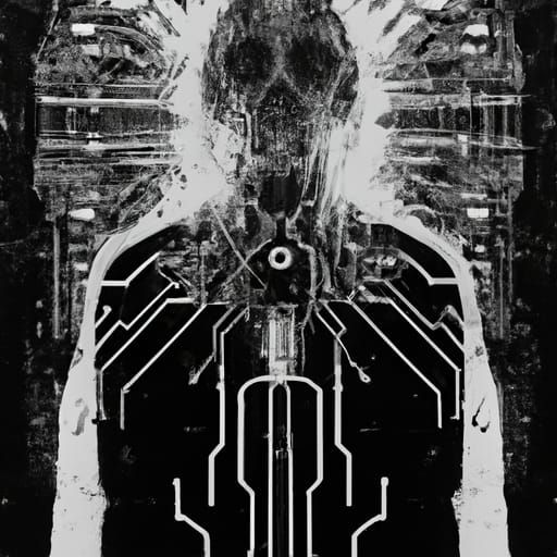 Silhouette, circuitry, black-and-white, symmetrical, creepy, death 0.9 ...