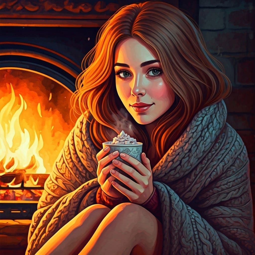 Cozy by the fire.  by @Erica