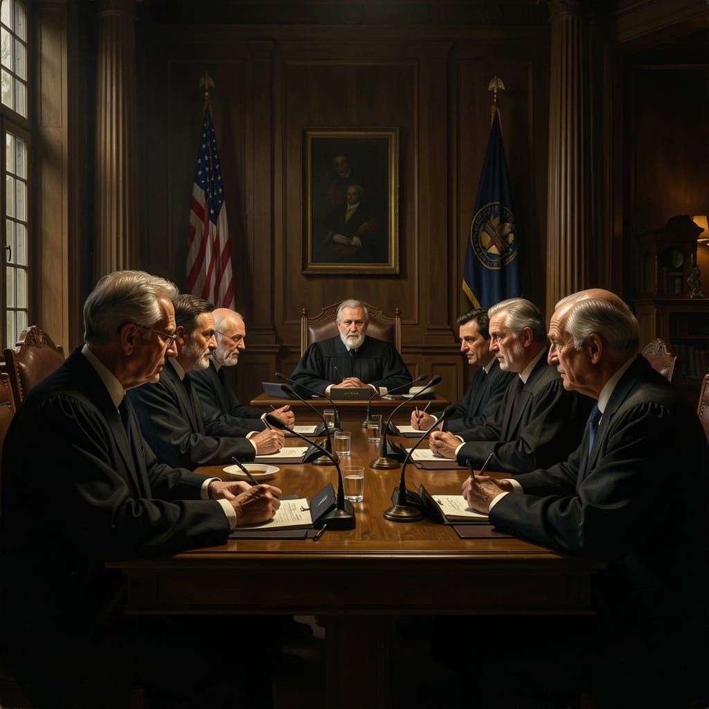 Judges Deliberate Supreme Court Decision in Dramatic Courtro...