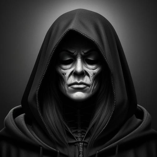 Mysterious Hooded Figure in Charcoal Drawing