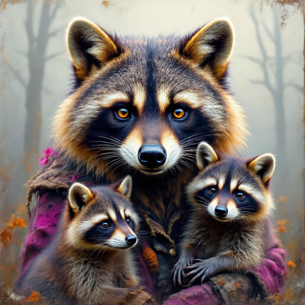 Raccoon and family #3